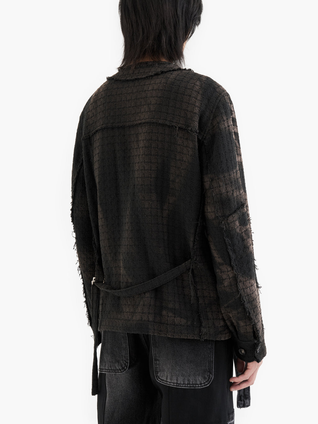 Jiyong Kim - Sun-Bleached Collarless Tweed Jacket (Black) product image 7 | TRAB K-Fashion Australia