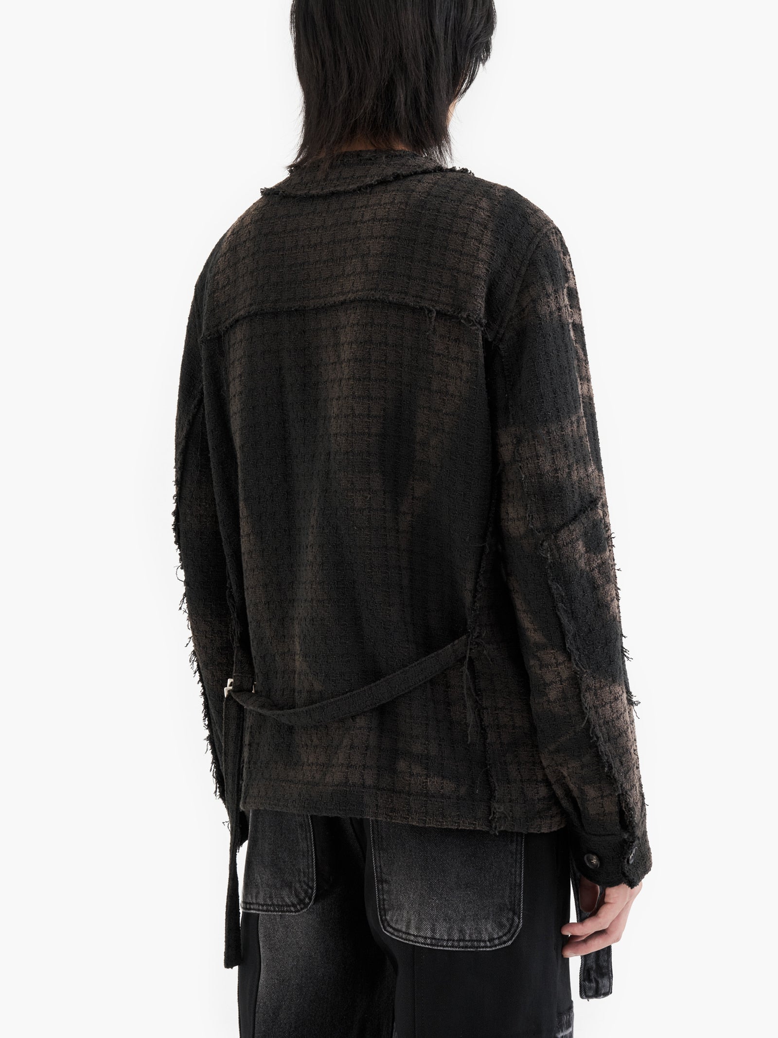 Jiyong Kim - Sun-Bleached Collarless Tweed Jacket (Black) product image 7 | TRAB K-Fashion Australia
