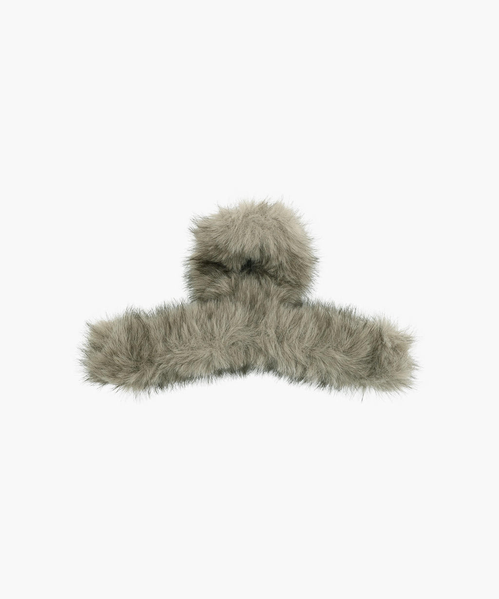 Marithe & Francois Girbaud - Circle Logo Fur Hair Clip (Oatmeal / Brown) product image 3 | TRAB K-Fashion Australia