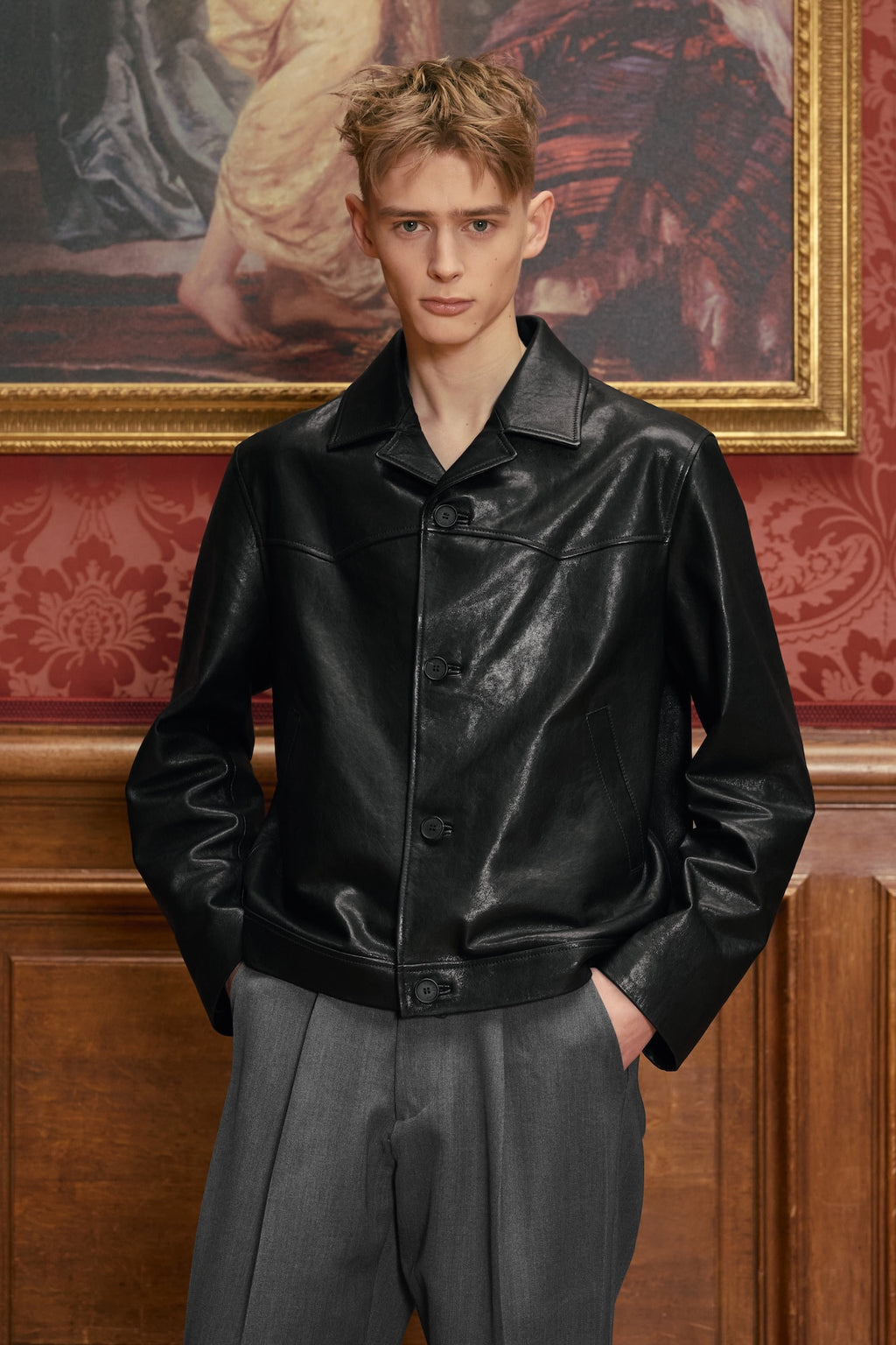 STU - Lambskin Button Leather Jacket (Black) product image 5 | TRAB K-Fashion Australia