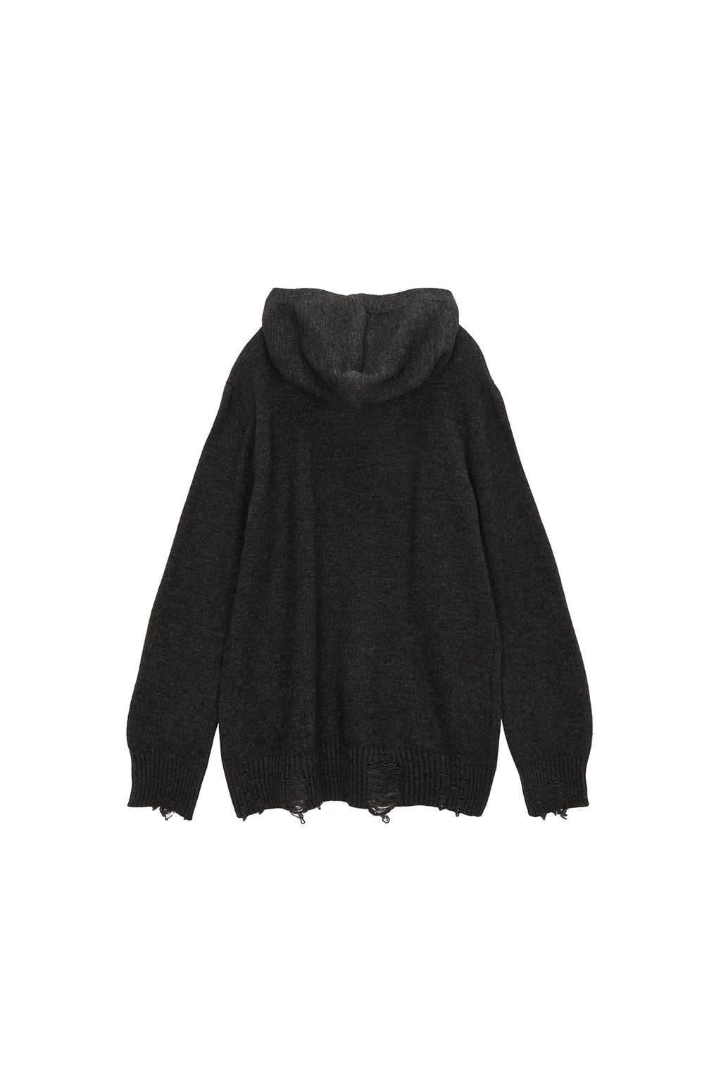 Matin Kim - Damage Logo Knit Hoodie (Charcoal) product image 2 | TRAB K-Fashion Australia