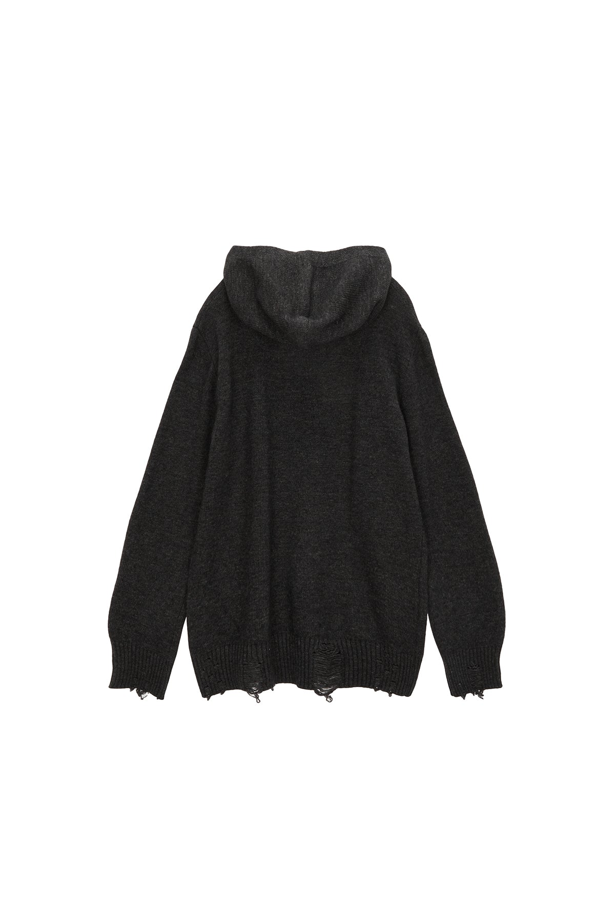 Matin Kim - Damage Logo Knit Hoodie (Charcoal) product image 2 | TRAB K-Fashion Australia
