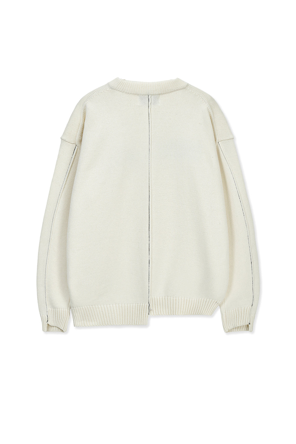 Matin Kim - Asymmetric Logo Knit Pullover (Ivory) product image 2 | TRAB K-Fashion Australia