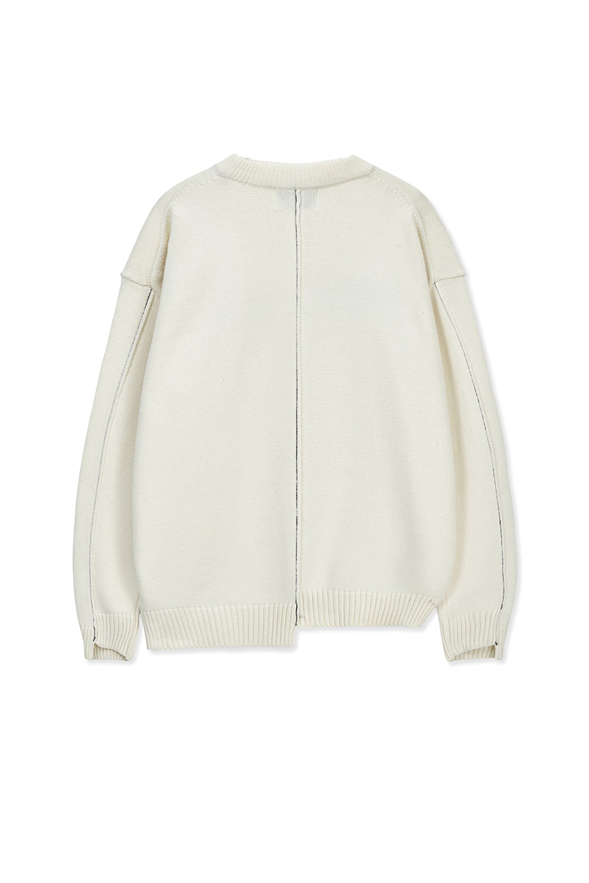 Matin Kim - Asymmetric Logo Knit Pullover (Ivory) product image 2 | TRAB K-Fashion Australia