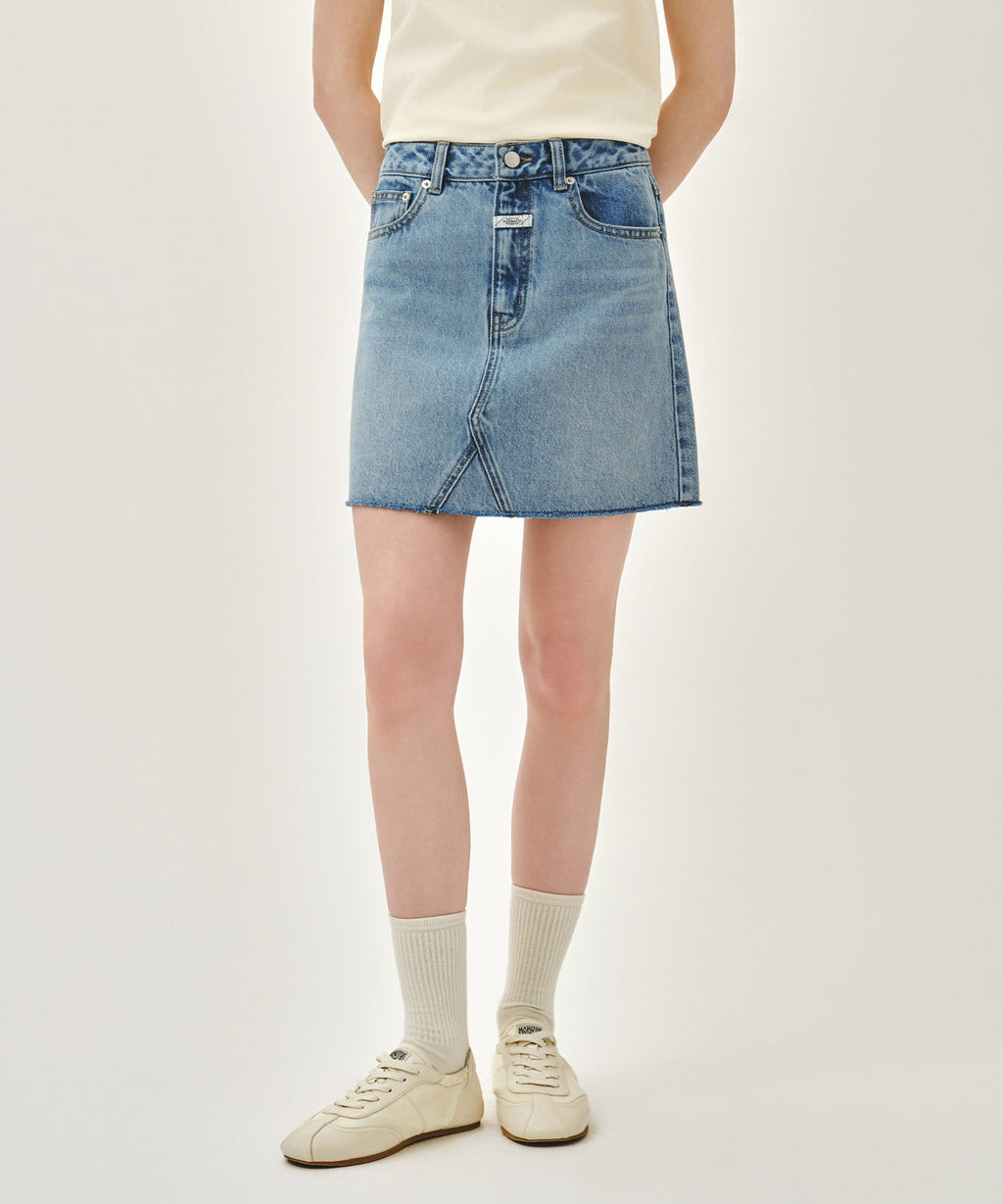Marithe & Francois Girbaud - Raw Edge Denim Mini Skirt (Light Blue) product image 1 | TRAB K-Fashion Australia