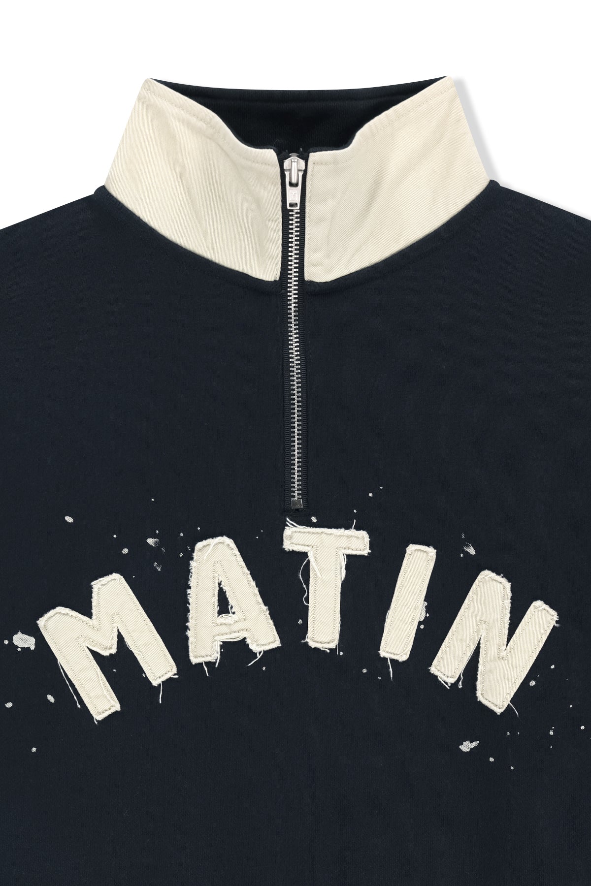 Matin Kim - Applique Logo Collar Quarter Zip Up (Navy) product image 3 | TRAB K-Fashion Australia