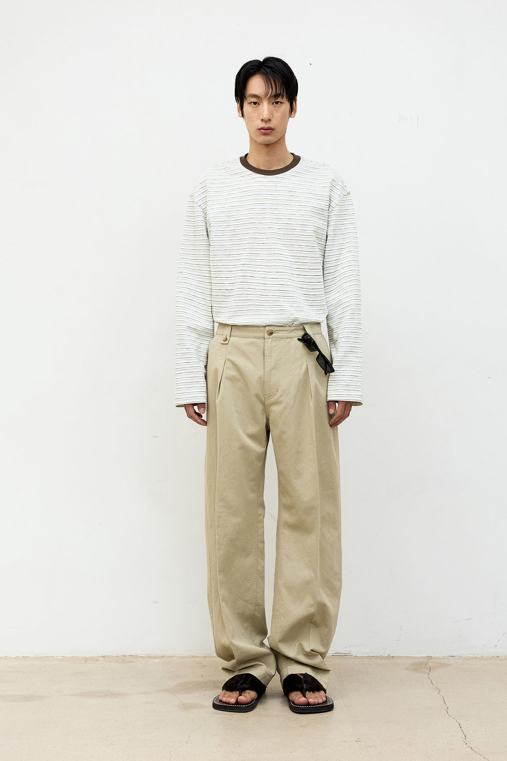 Coor - Multi Color Stripe Long Sleeve T-Shirt (Grayish Mint) product image 2 | TRAB K-Fashion Australia