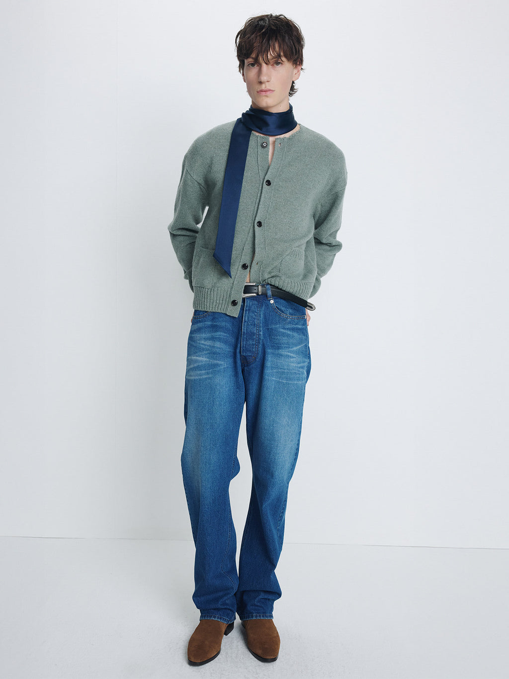Tonywack - Shetland Wool Raw Cardigan (Sage Green) product image 2 | TRAB K-Fashion Australia