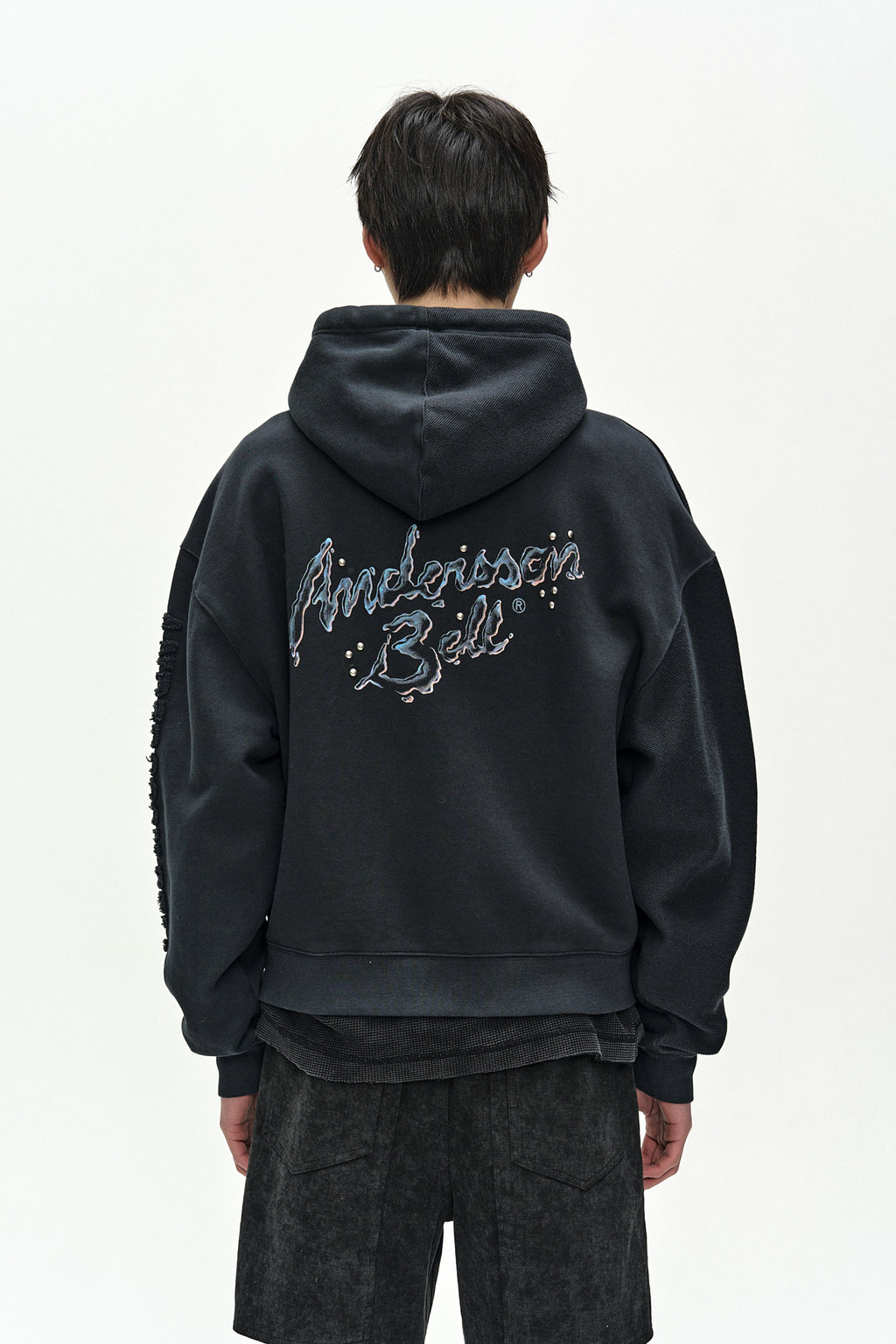 Andersson Bell - (essential) Unisex Patchwork Liquid Logo Hood Zip-Up (charcoal) (Charcoal) product image 7 | TRAB K-Fashion Australia