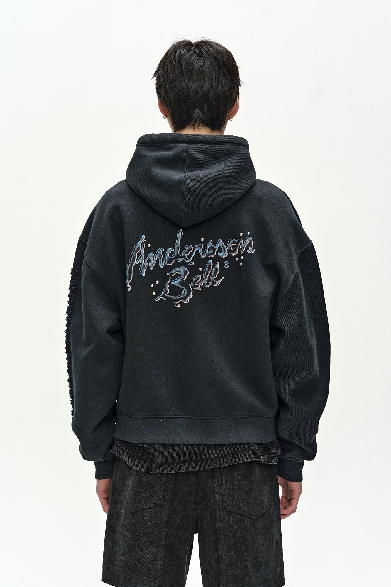 Andersson Bell - (essential) Unisex Patchwork Liquid Logo Hood Zip-Up (charcoal) (Charcoal) product image 7 | TRAB K-Fashion Australia
