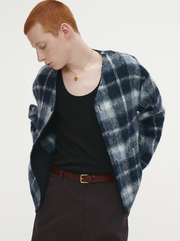 Tonywack - Checked Wool Mohair Blouson (Italian Fabric) (Blue) product image 6 | TRAB K-Fashion Australia