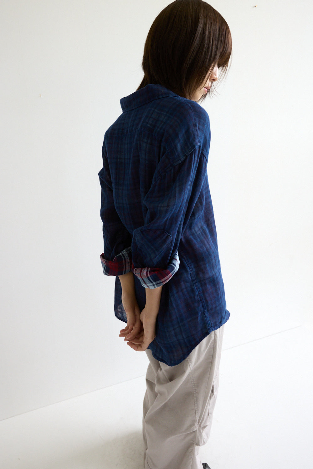 Hatchingroom - Archive Shirt V2 Shadow Check Linen (Blue) product image 8 | TRAB K-Fashion Australia