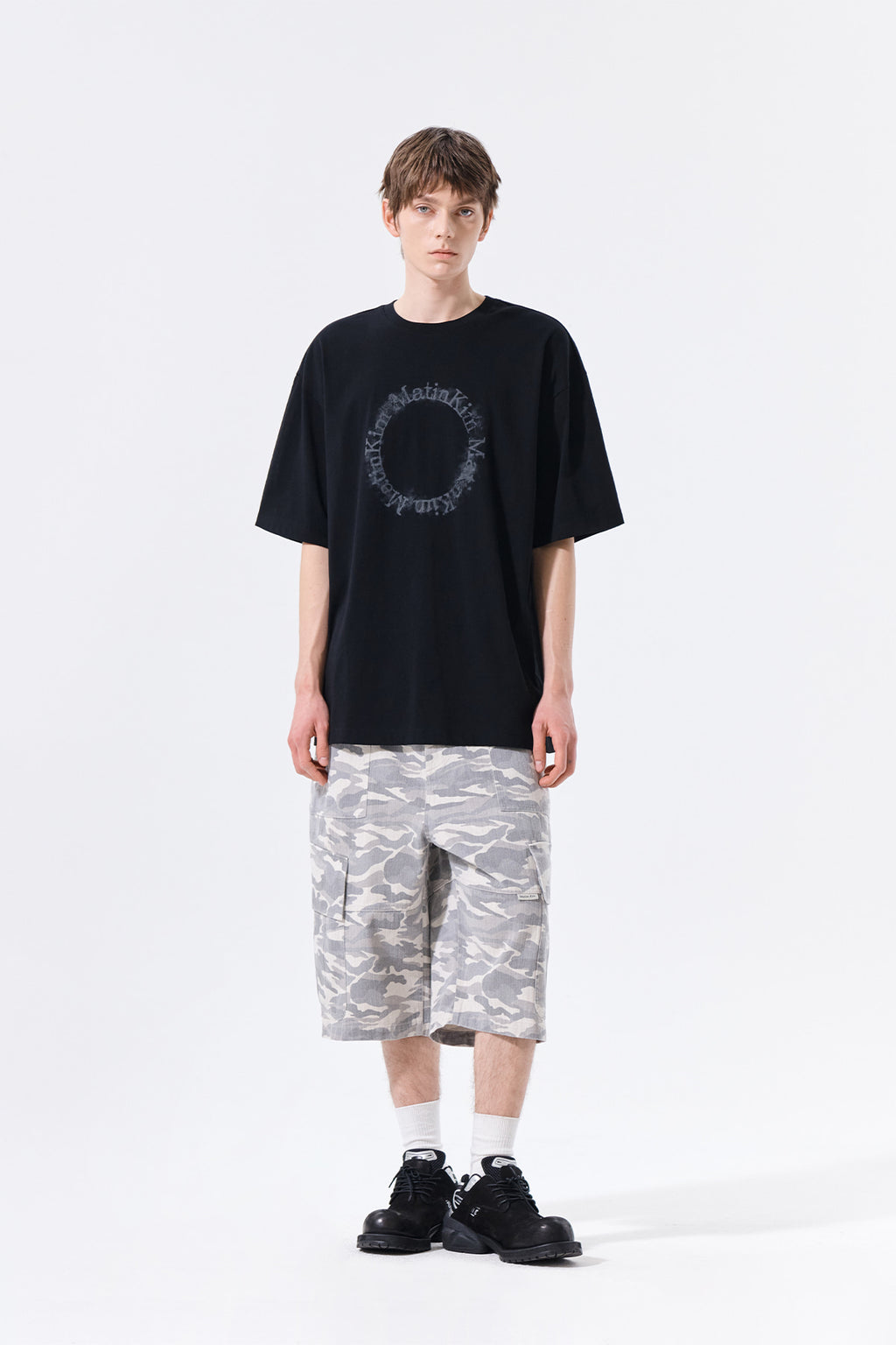 Matin Kim - Camouflage Cargo Bermuda Pants (Grey) product image 9 | TRAB K-Fashion Australia
