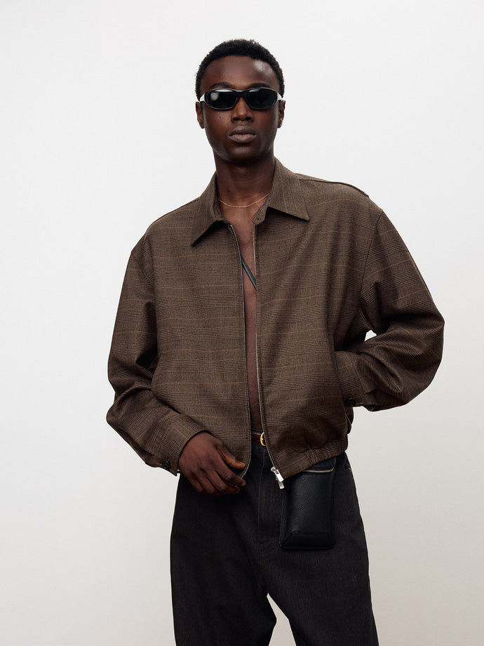 Tonywack - Checked Wool French Blouson (Pale Brown) product image 6 | TRAB K-Fashion Australia