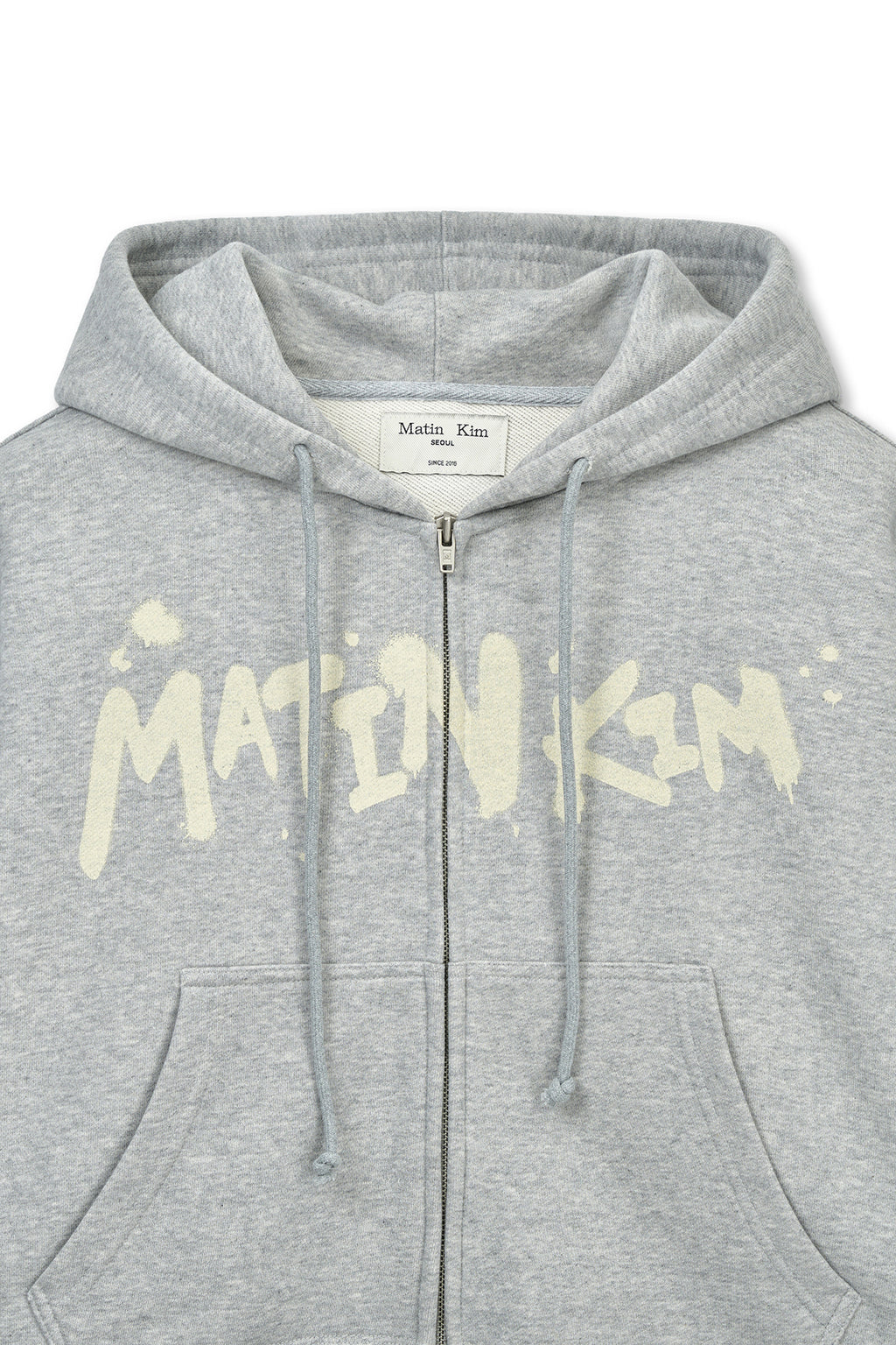 Matin Kim - Graffiti Logo Crop Hoody Zip Up (Grey) product image 3 | TRAB K-Fashion Australia