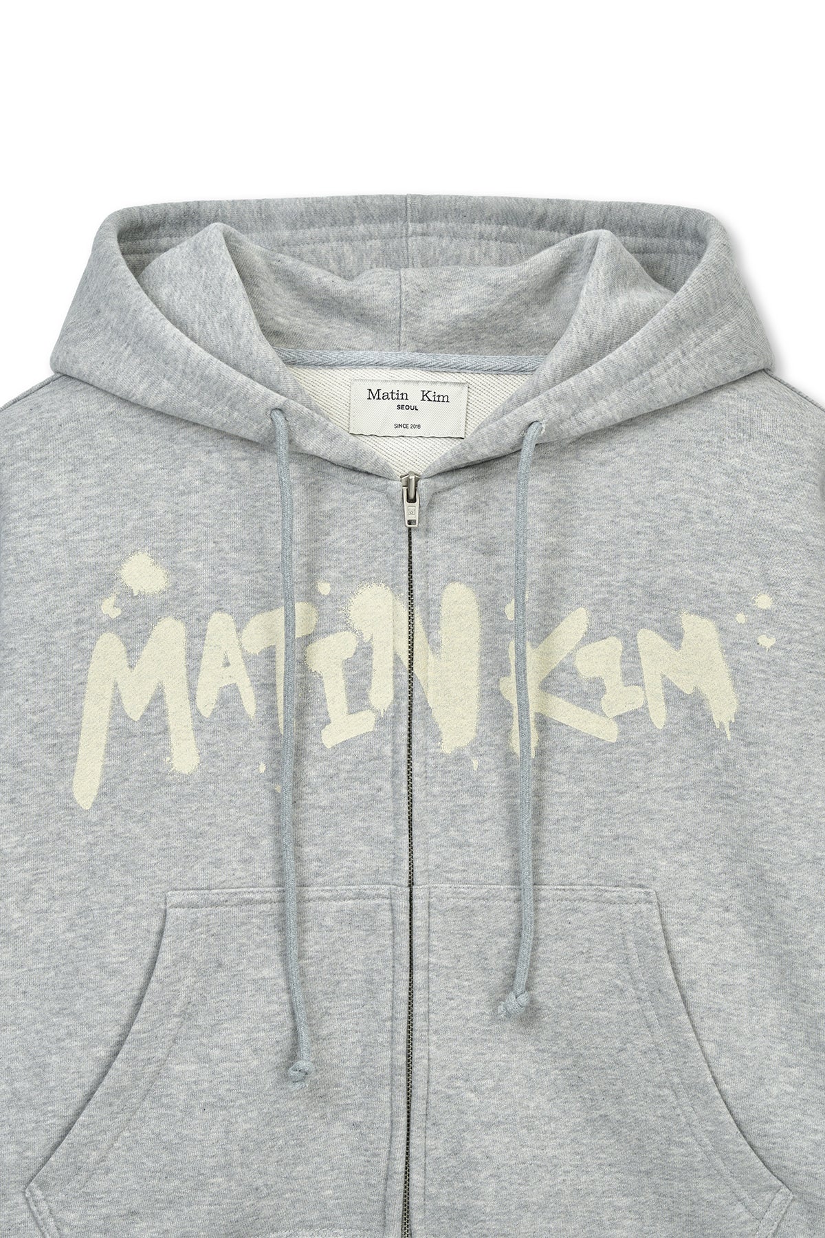 Matin Kim - Graffiti Logo Crop Hoody Zip Up (Grey) product image 3 | TRAB K-Fashion Australia