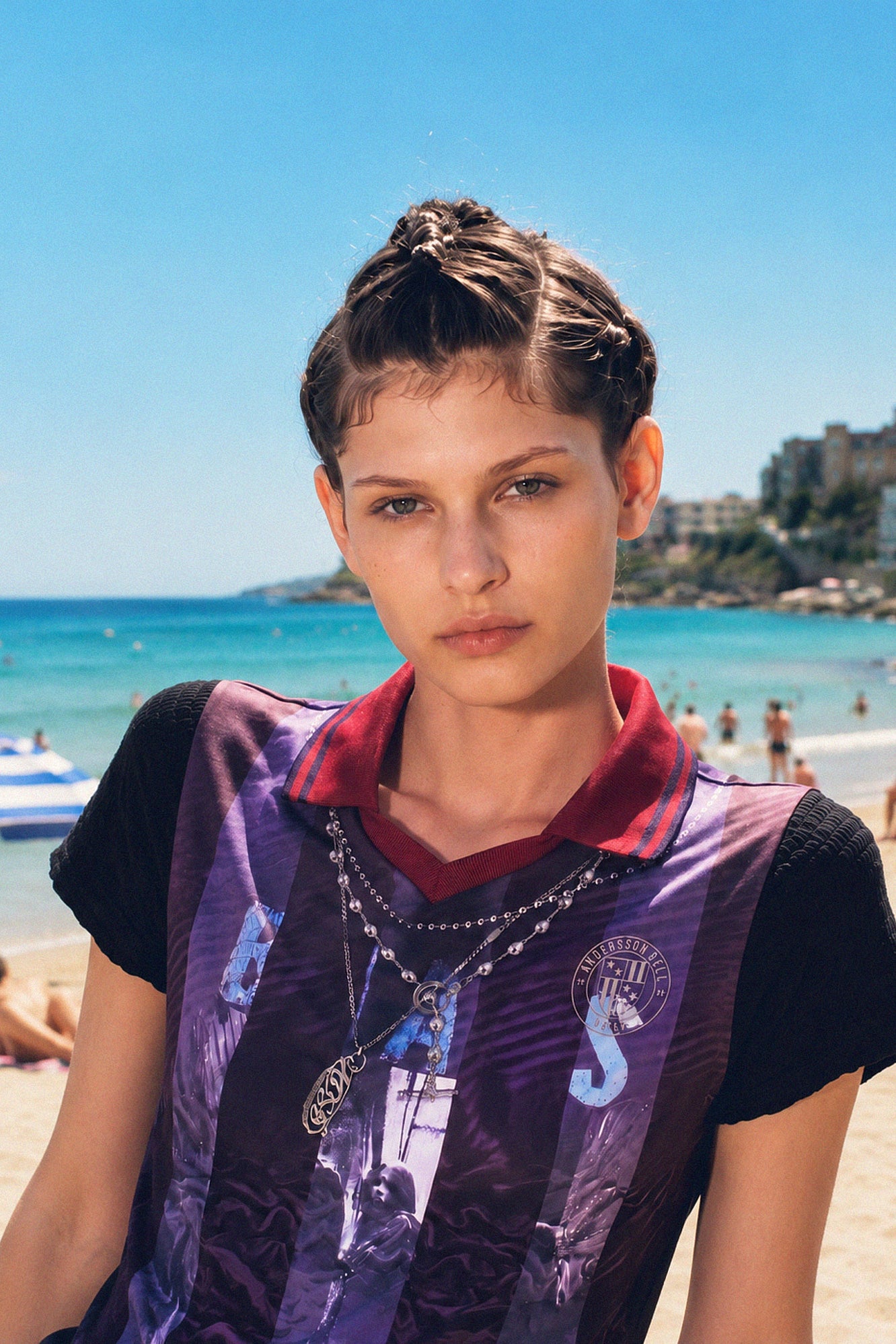 Andersson Bell - Vintage Printed Collar Top (Navy/Wine) product image 2 | TRAB K-Fashion Australia