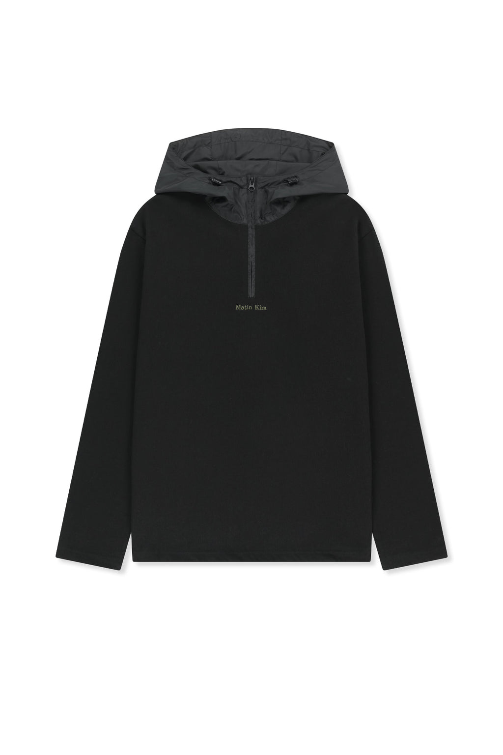 Matin Kim - Color Block Hoody Quarter Zip Up (Black) product image 1 | TRAB K-Fashion Australia