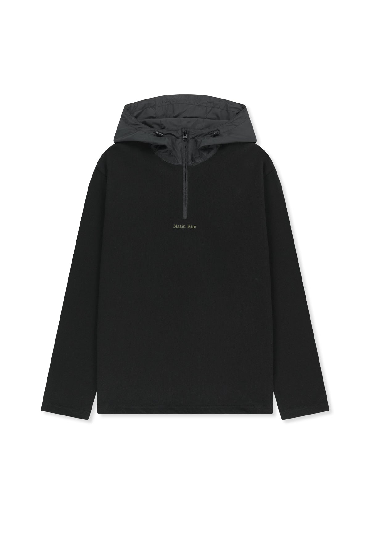Matin Kim - Color Block Hoody Quarter Zip Up (Black) product image 1 | TRAB K-Fashion Australia