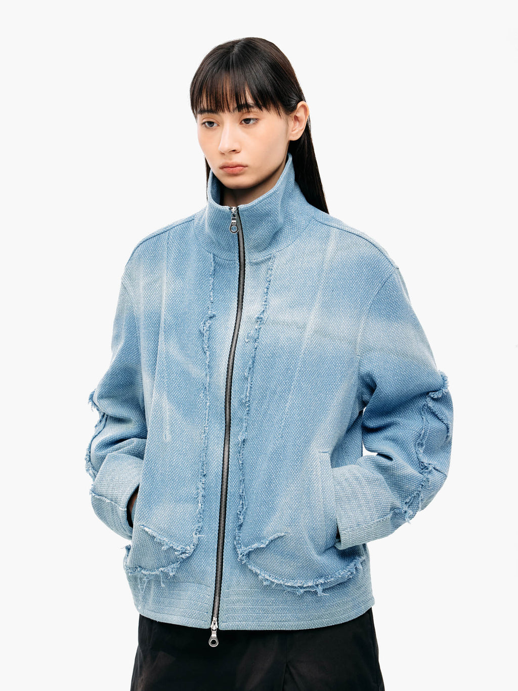 Jiyong Kim - Sun-Bleached Raw Edged Jacket (Blue) product image 5 | TRAB K-Fashion Australia