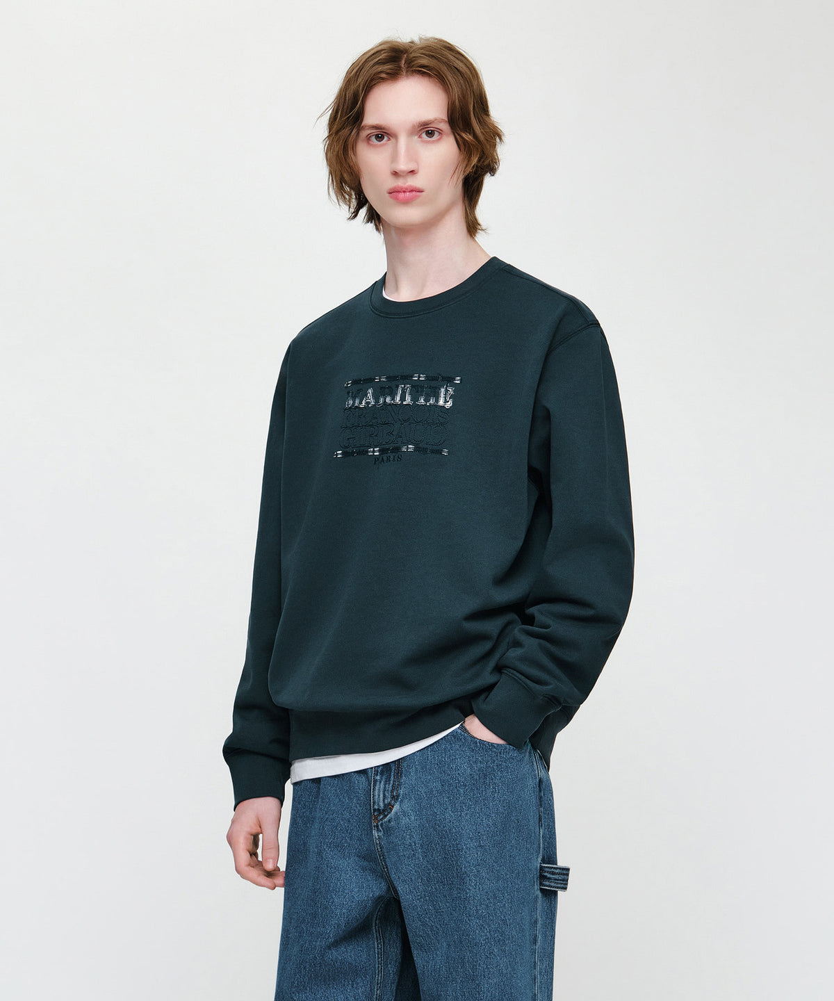 Marithe & Francois Girbaud - Classic Logo Check Applique Sweatshirt (Dark Green) product image 2 | TRAB K-Fashion Australia