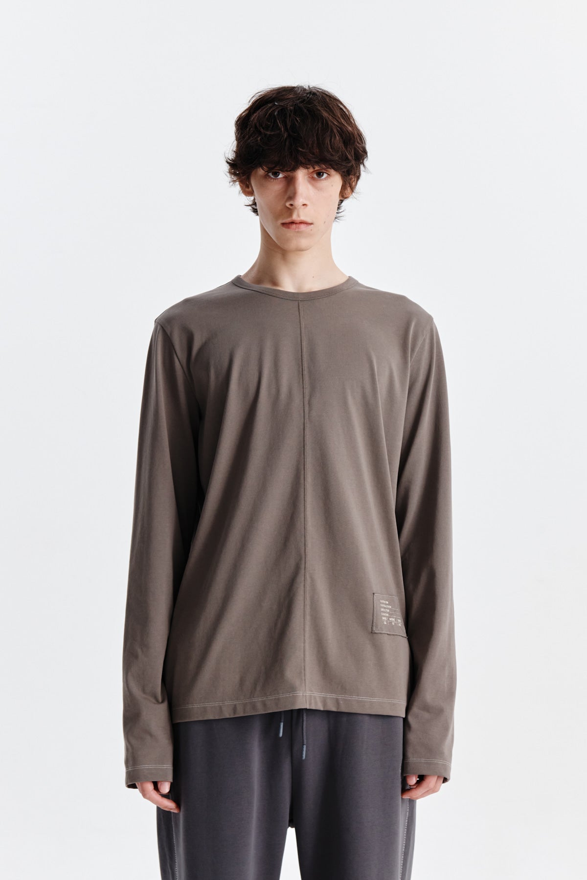 Matin Kim - Patch Graphic Point Long Sleeve Top (Khaki) product image 5 | TRAB K-Fashion Australia