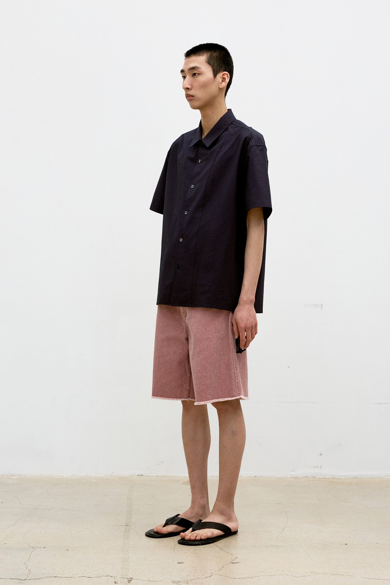Coor - Panel Line Camp Collar Half Shirt (Dark Navy) product image 3 | TRAB K-Fashion Australia