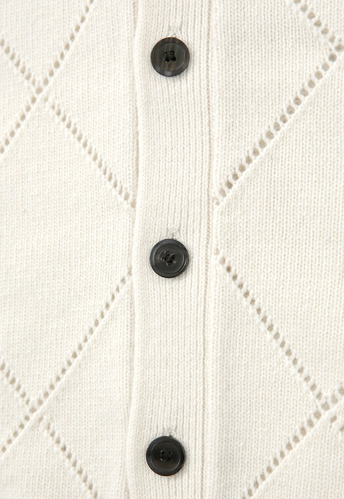 Tonywack - Slashed Argyle Cashmere Cardigan (Ecru) product image 9 | TRAB K-Fashion Australia