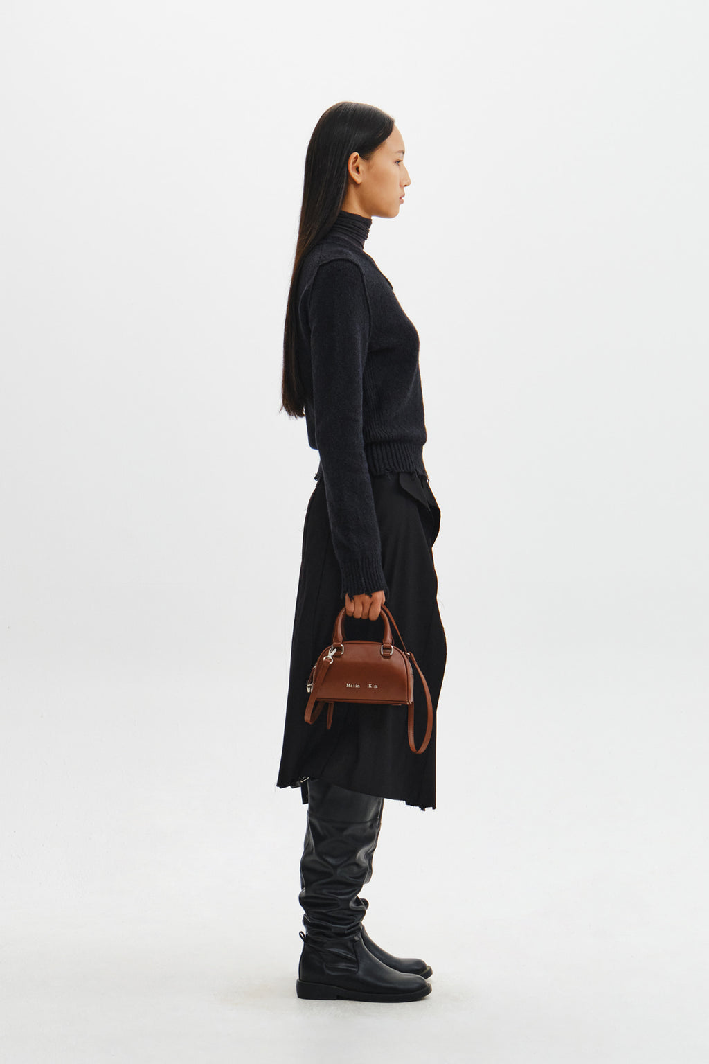 Matin Kim - Halfmoon Baby Bowling Bag (Brown) product image 7 | TRAB K-Fashion Australia