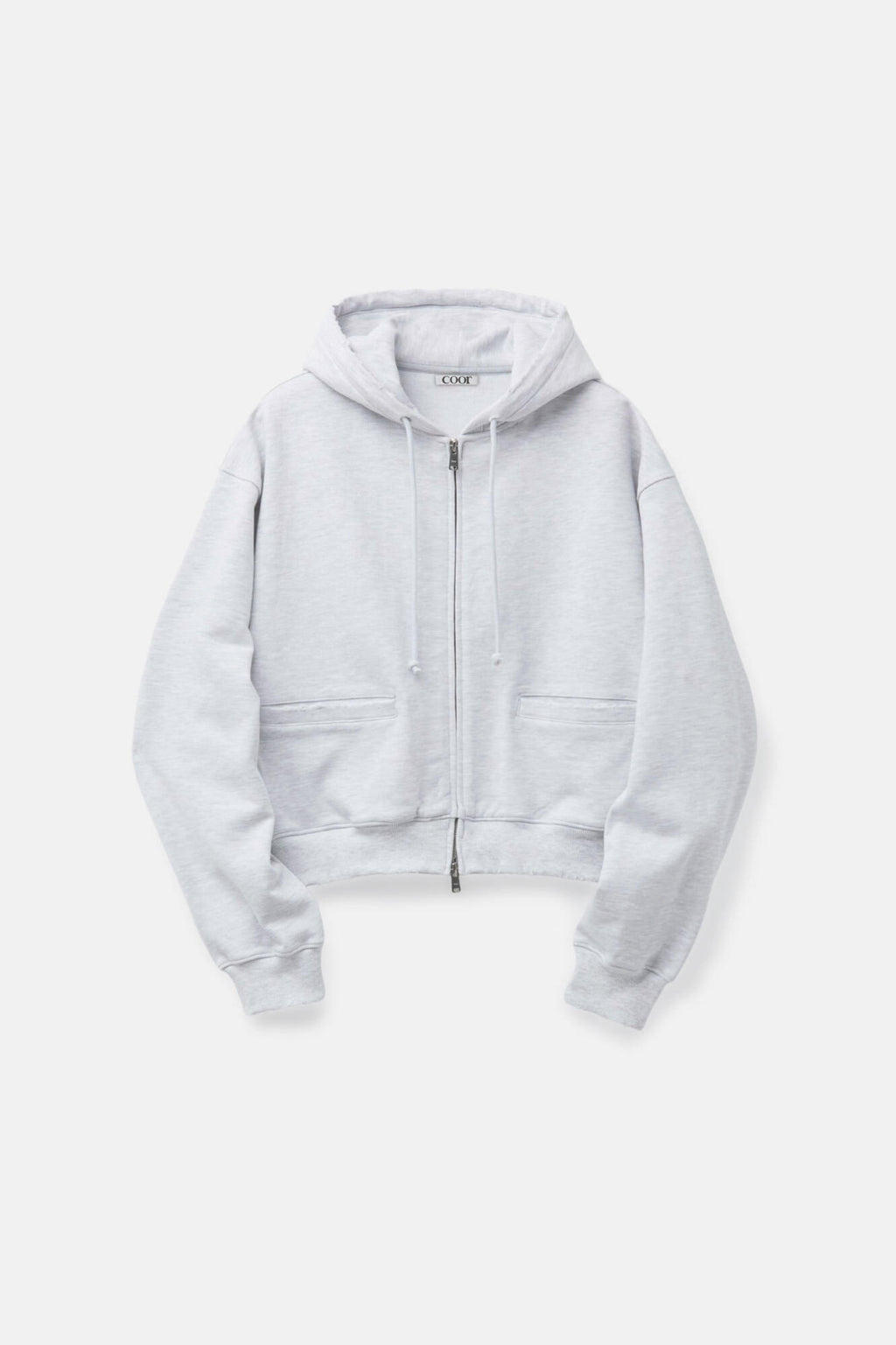 Coor - Distressed Hoodie Zip-Up (Melange Gray) product image 1 | TRAB K-Fashion Australia