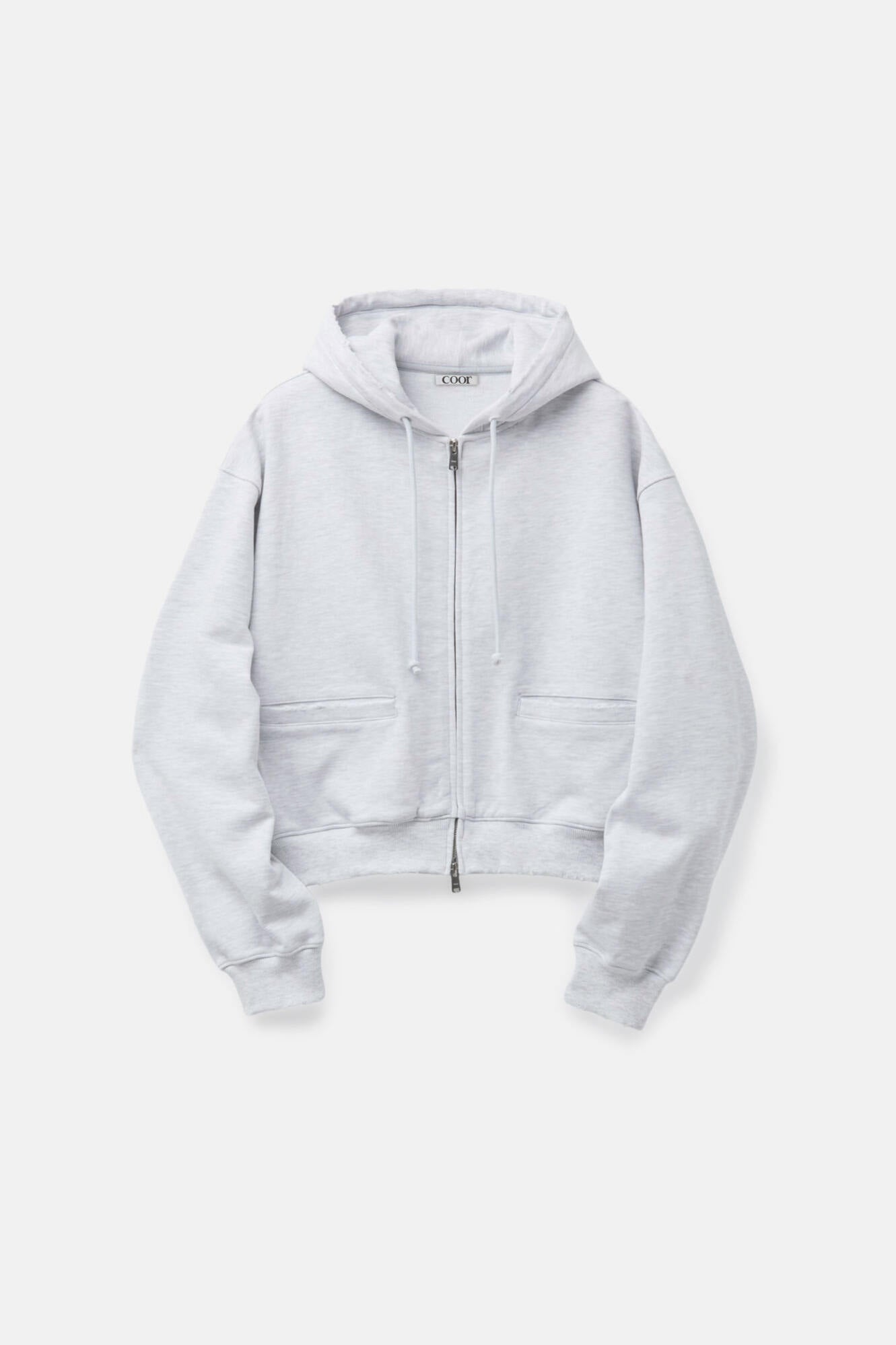 Coor - Distressed Hoodie Zip-Up (Melange Gray) product image 1 | TRAB K-Fashion Australia