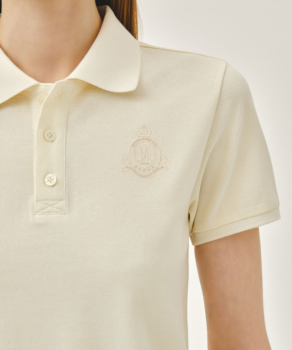 Marithe & Francois Girbaud - Emblem Pk Collar Tee (Ivory) product image 4 | TRAB K-Fashion Australia