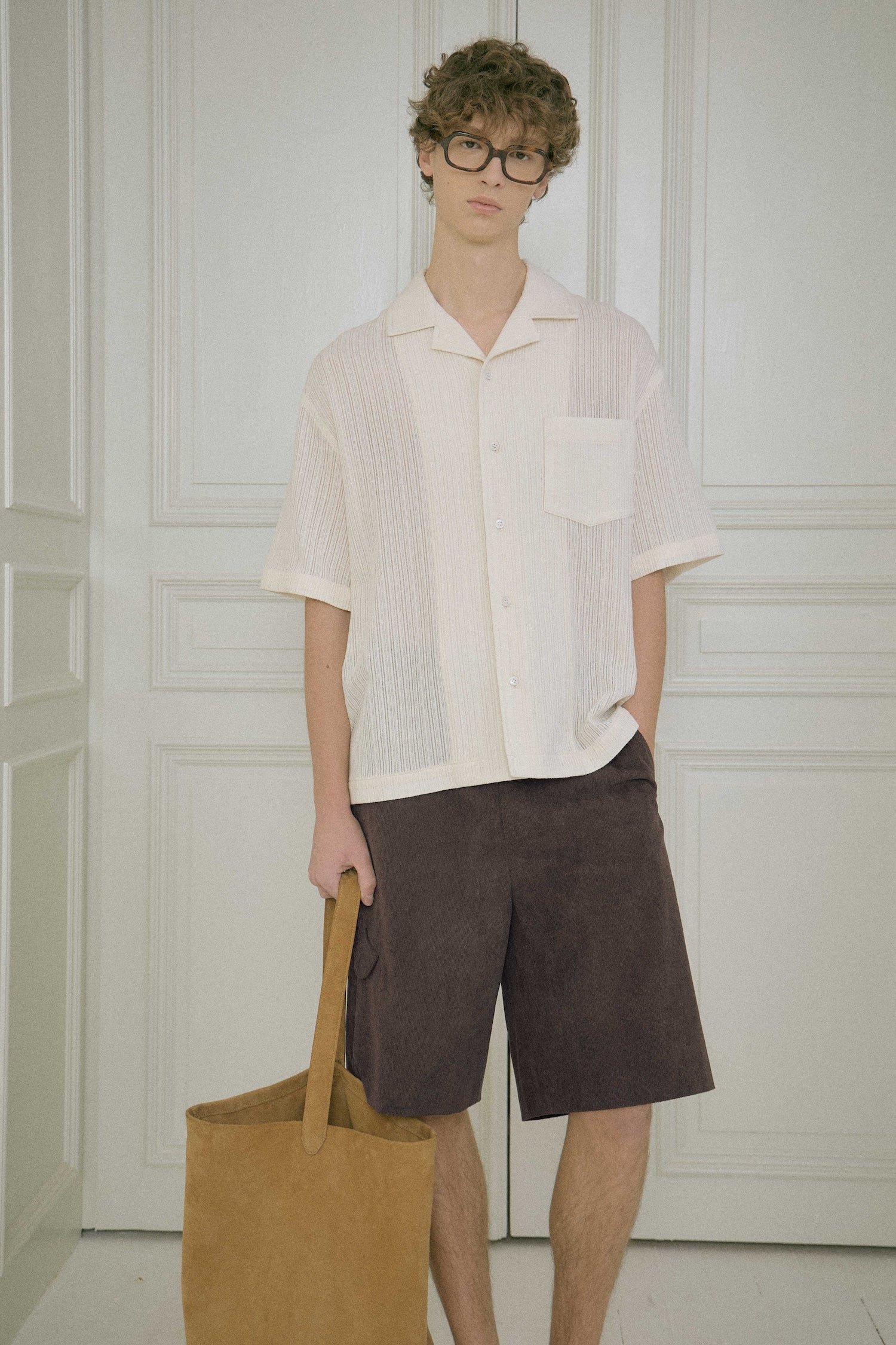 STU - Back Raglan Embo Stripe Shirt (Ivory) product image 6 | TRAB K-Fashion Australia