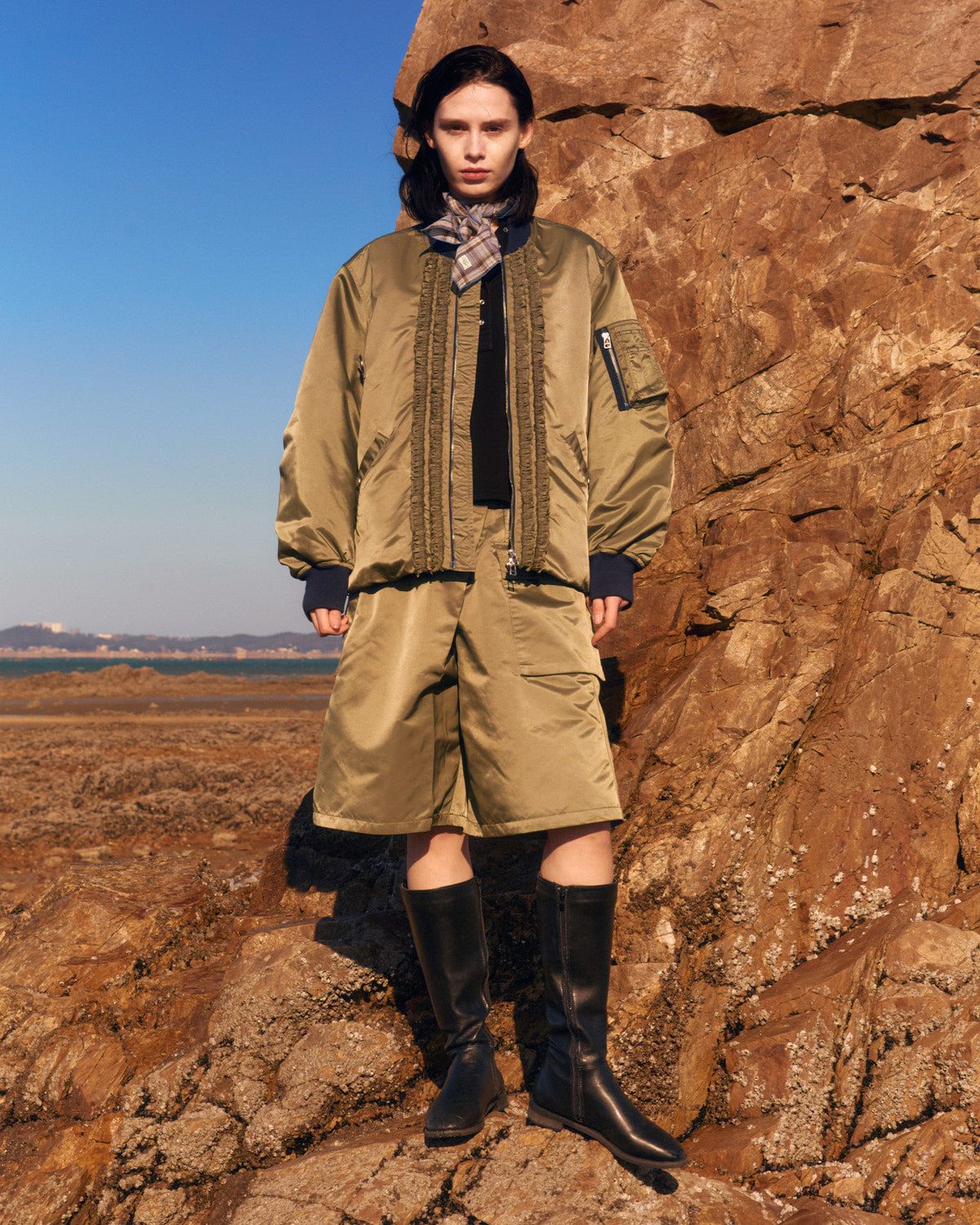 Eastlogue - Wrapround Mil Skirt Shorts (Olive) product image 1 | TRAB K-Fashion Australia