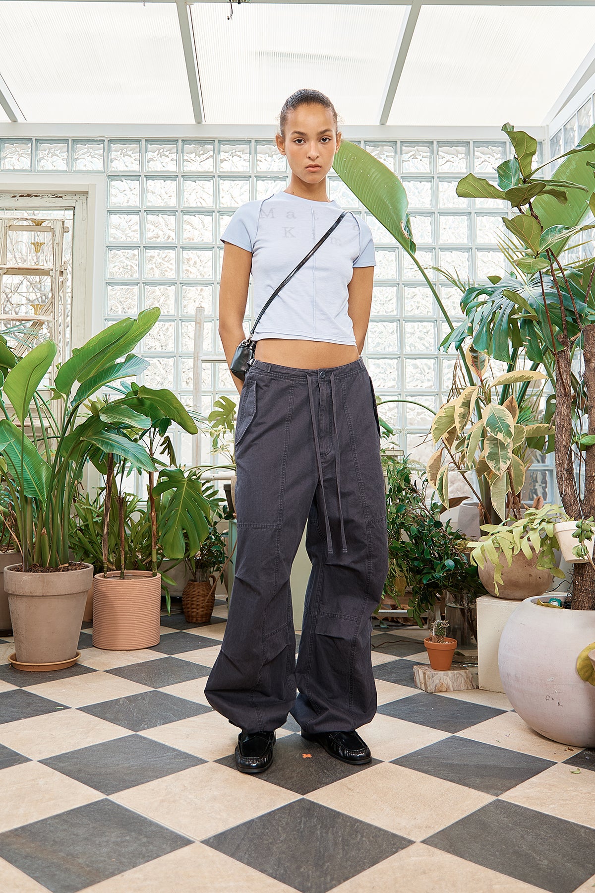 Matin Kim - Pintuck Layered Slim Crop Top (Light Blue) product image 9 | TRAB K-Fashion Australia