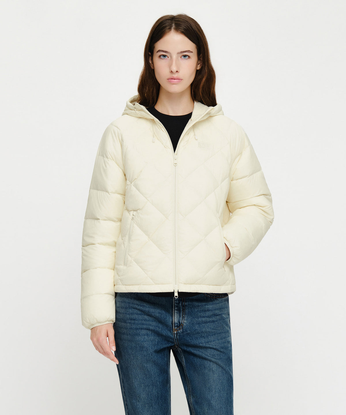 Marithe & Francois Girbaud - Hooded Lightweight Down Jacket (Ivory) product image 1 | TRAB K-Fashion Australia