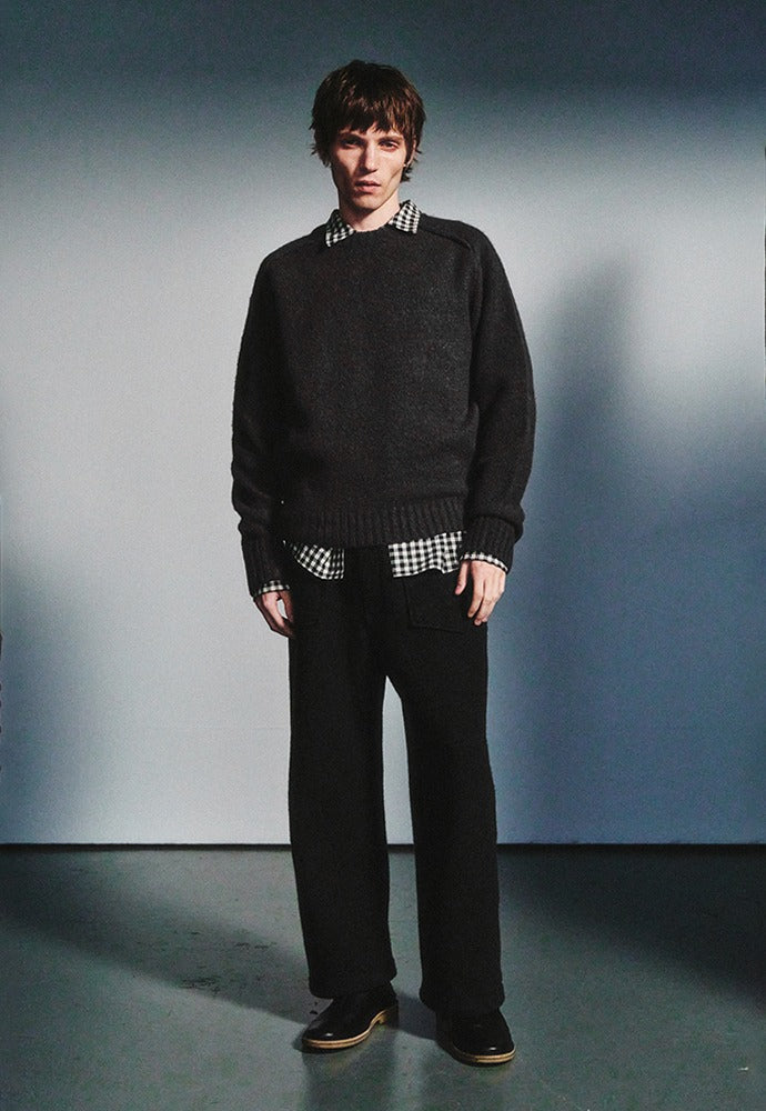 Art if acts - Boucle Saddle Neck Knit (Charcoal) product image 1 | TRAB K-Fashion Australia