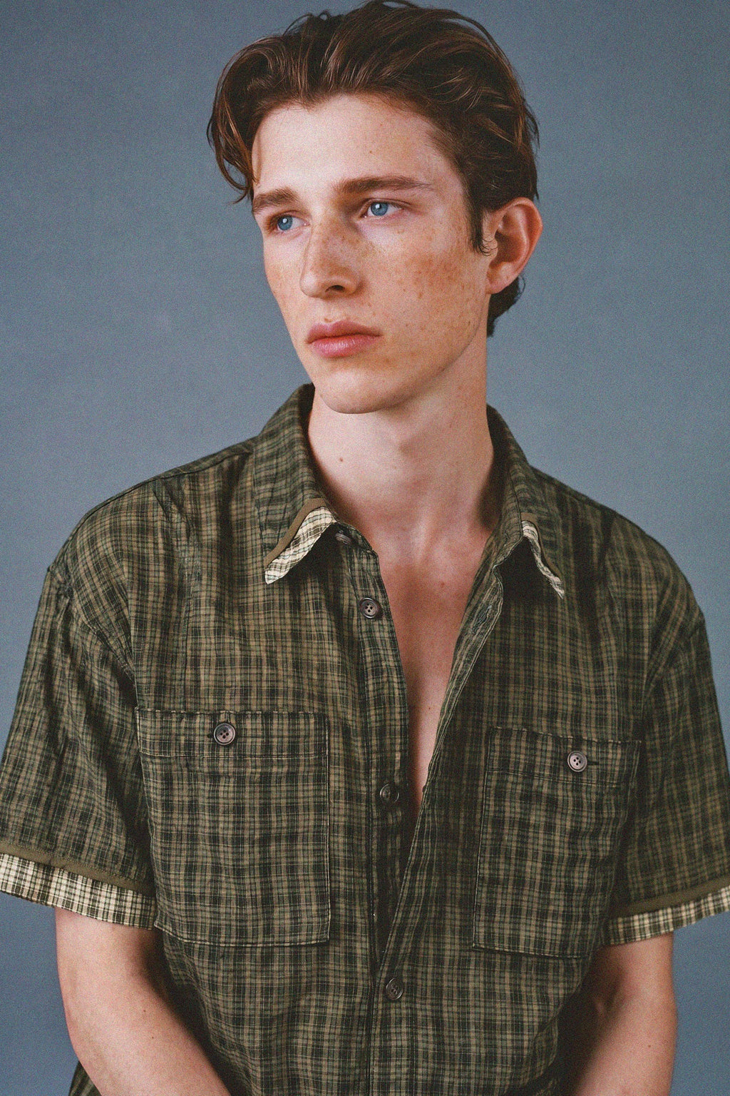 Andersson Bell - Check Sheer Layered Shirt (Green) product image 1 | TRAB K-Fashion Australia