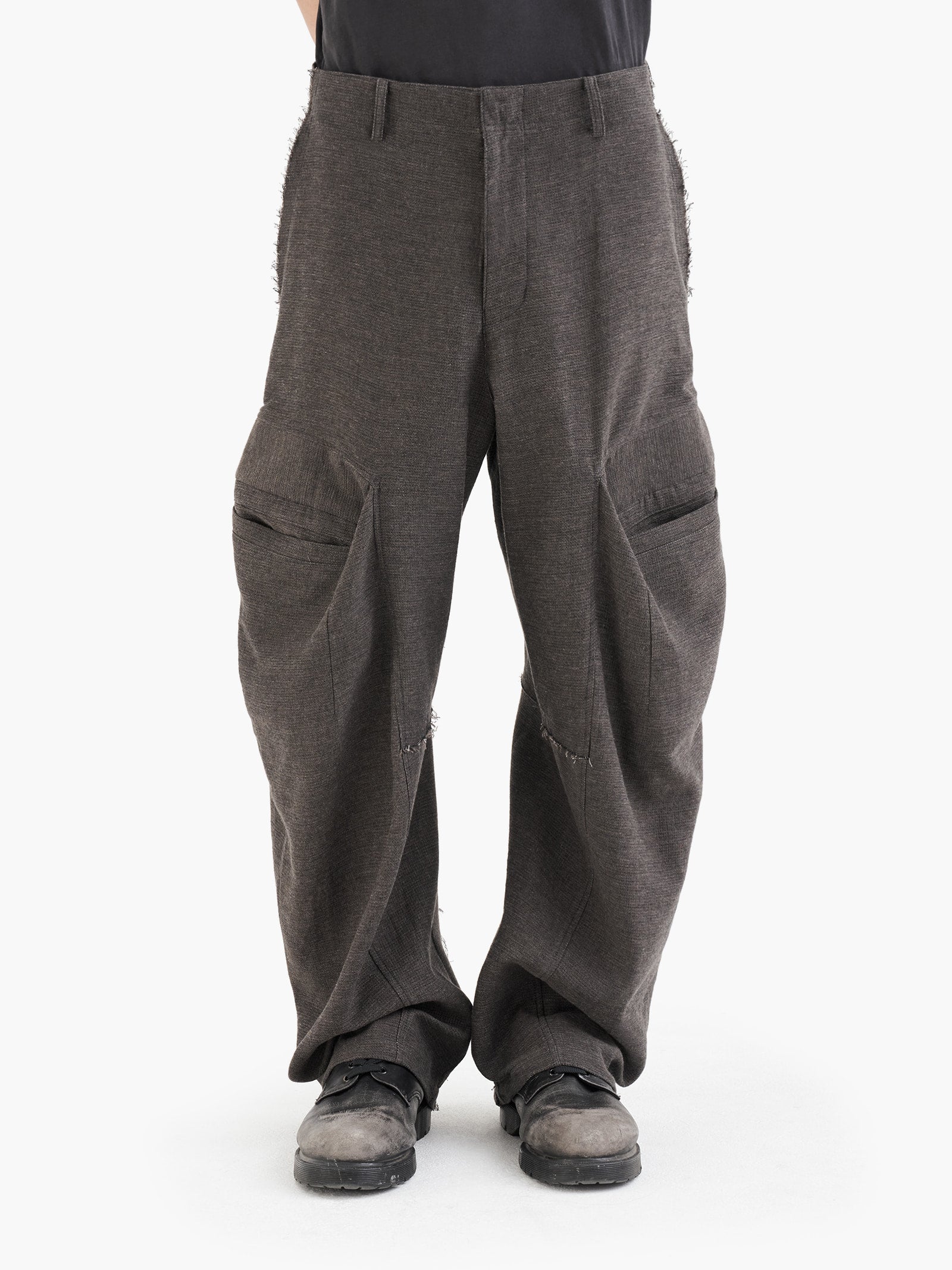 Jiyong Kim - Raw Edged 3D Pocket Trousers (Brown) product image 4 | TRAB K-Fashion Australia