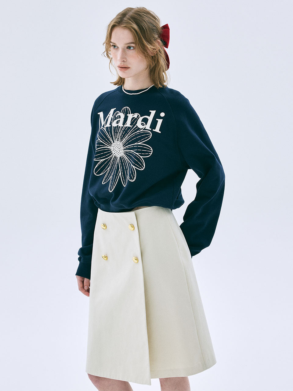 Mardi Mercredi - Classic Midi Skirt (Ivory) product image 1 | TRAB K-Fashion Australia
