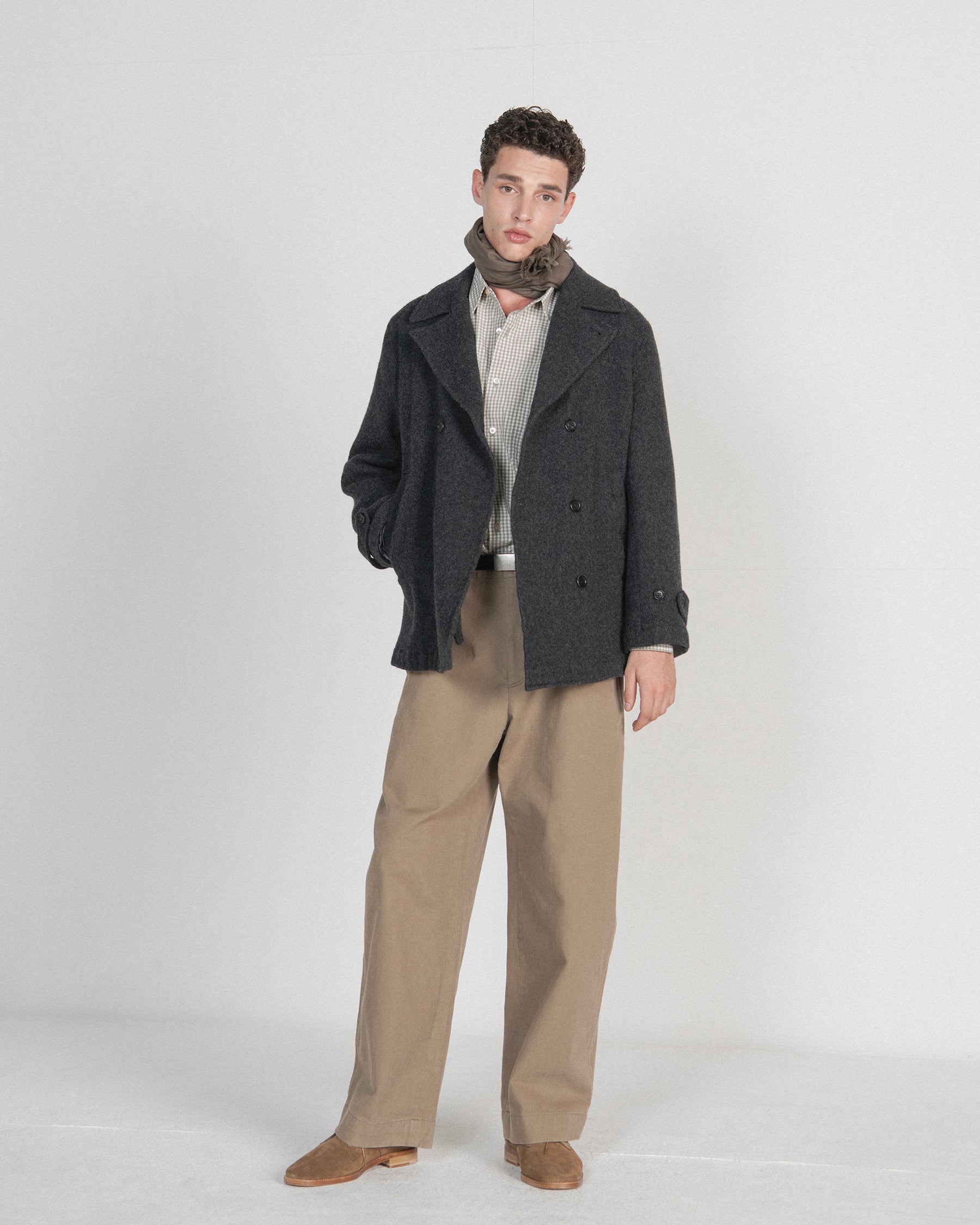 Brownyard - Boiled Wool Pea Coat (Charcoal) product image 1 | TRAB K-Fashion Australia