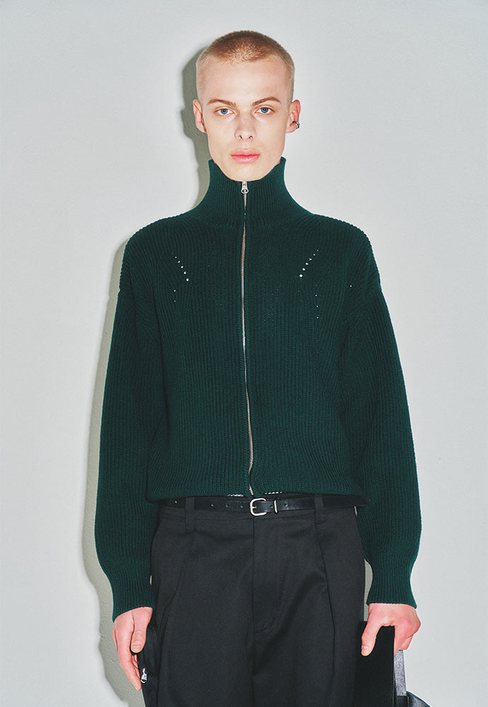 Tonywack - Italian Cotton Hard Twist Zip-Up Knit (Dark Green) product image 6 | TRAB K-Fashion Australia