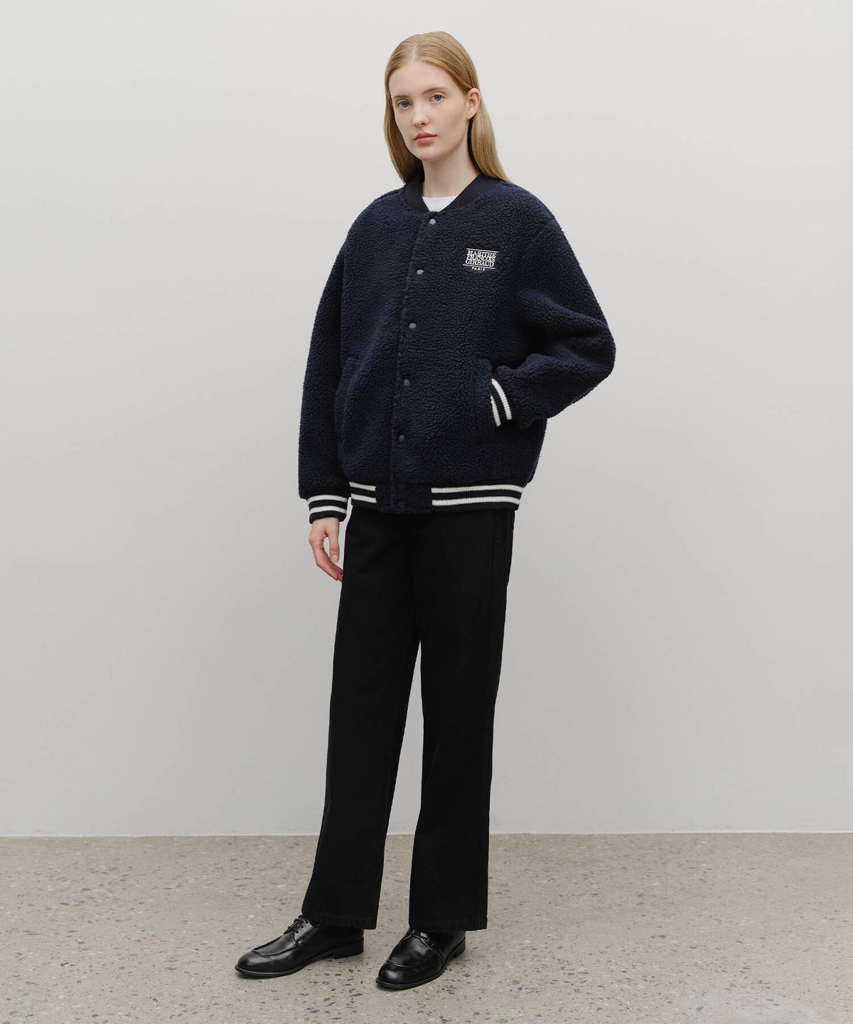 Marithe & Francois Girbaud - Fleece Varsity Jacket (Navy) product image 5 | TRAB K-Fashion Australia