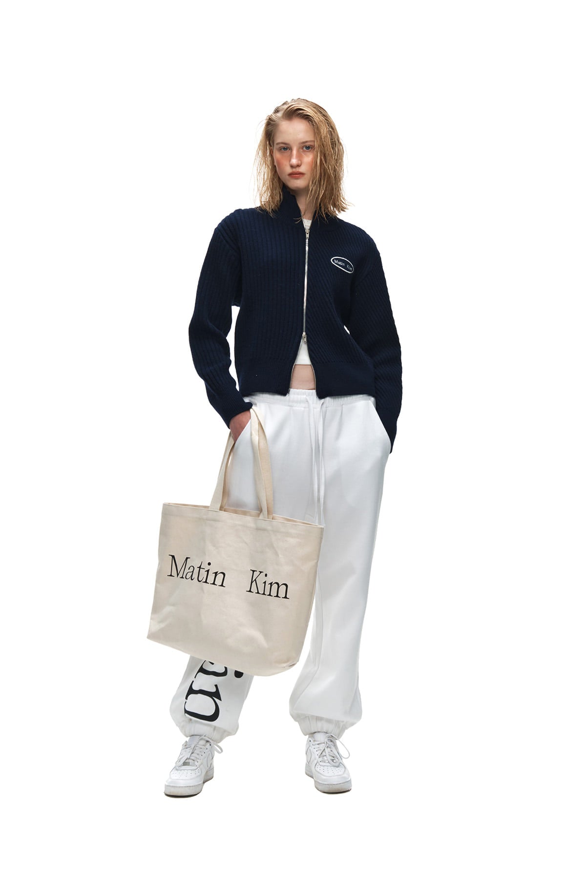 Matin Kim - High Neck Zip Cardigan (Navy) product image 9 | TRAB K-Fashion Australia