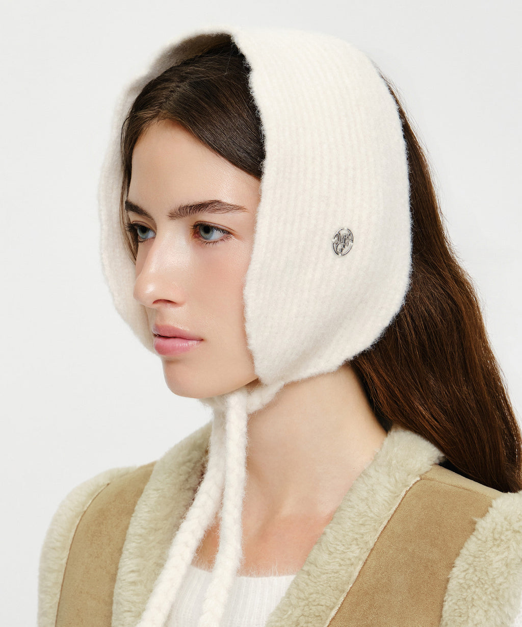 Marithe & Francois Girbaud - Circle Logo Knit Ear Flap (Ivory) product image 5 | TRAB K-Fashion Australia