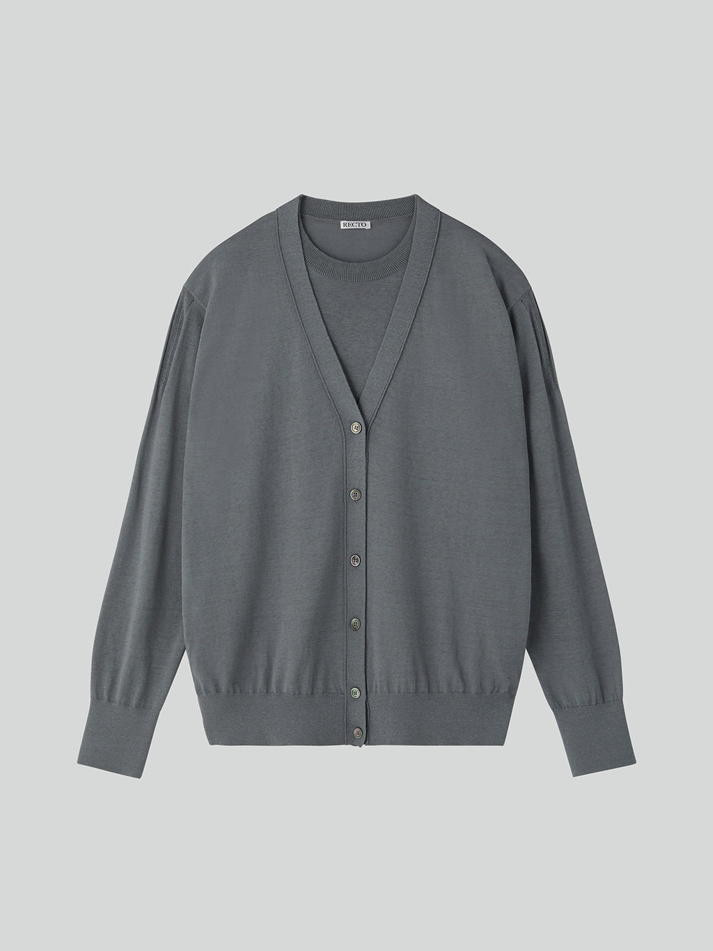 Recto - Silk-Linen Blend Layered Knit Top (Cool Grey) product image 5 | TRAB K-Fashion Australia
