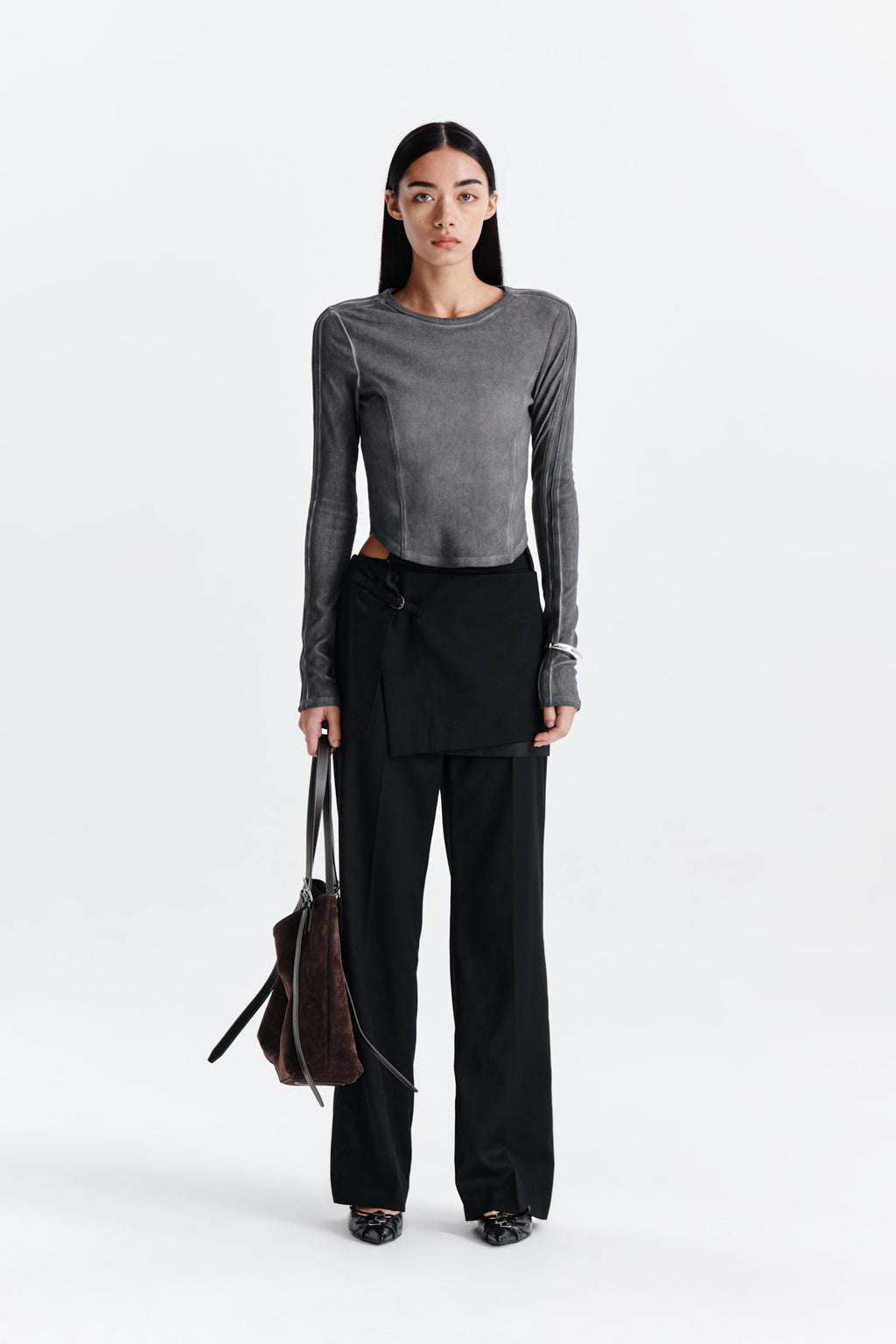Matin Kim - Slit Point Skirt Trouser (Black) product image 10 | TRAB K-Fashion Australia