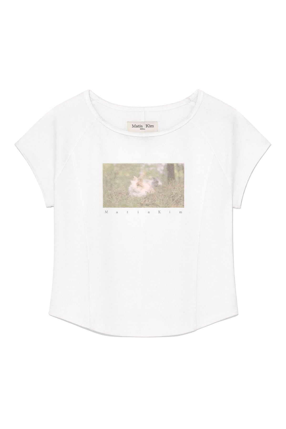 Matin Kim - Rabbit Printing Raglan Slim Top (White) product image 1 | TRAB K-Fashion Australia