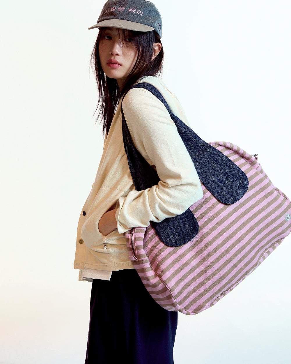 Coyseio - Ema Tiny Friends Stripe Bag (Pink Beige) product image 2 | TRAB K-Fashion Australia