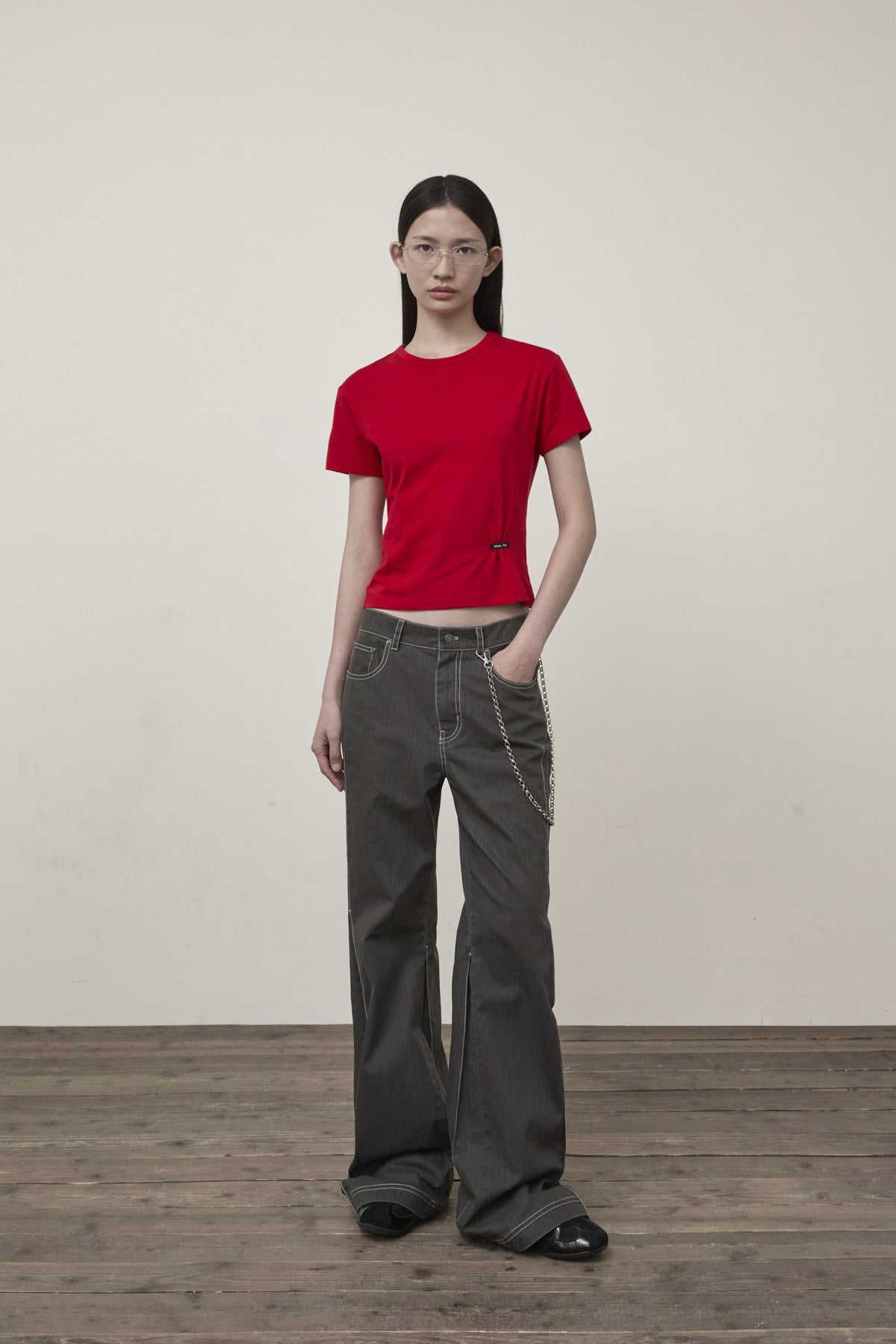 Matin Kim - Mini Label Shirring Top (Red) product image 8 | TRAB K-Fashion Australia